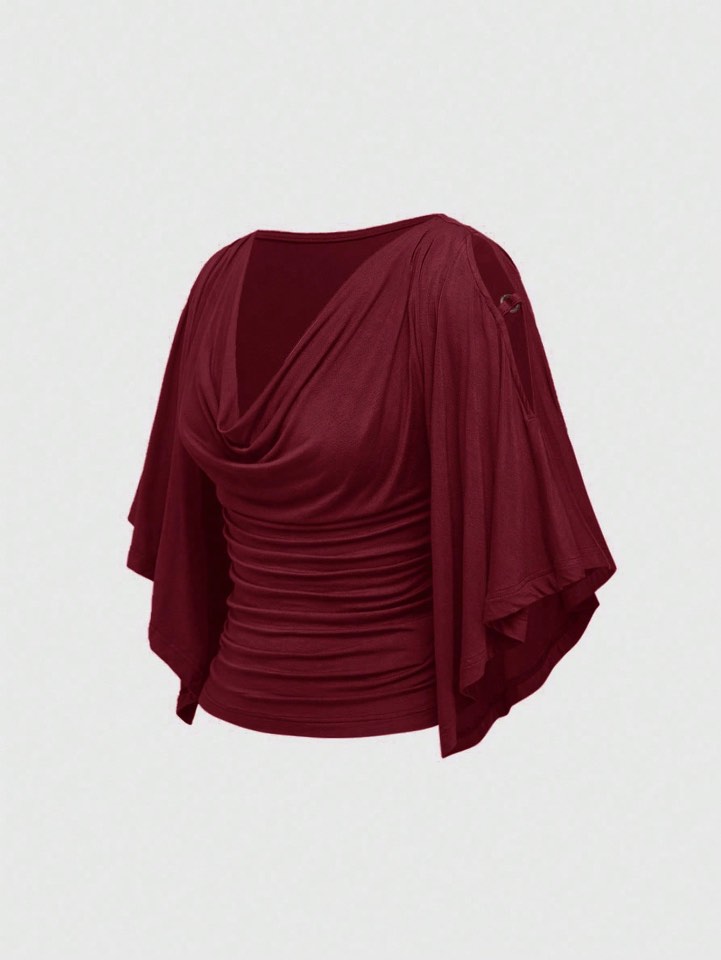 بلوزێ سورێ یاقوتی یێ چرچ - Ruby Ruched Top